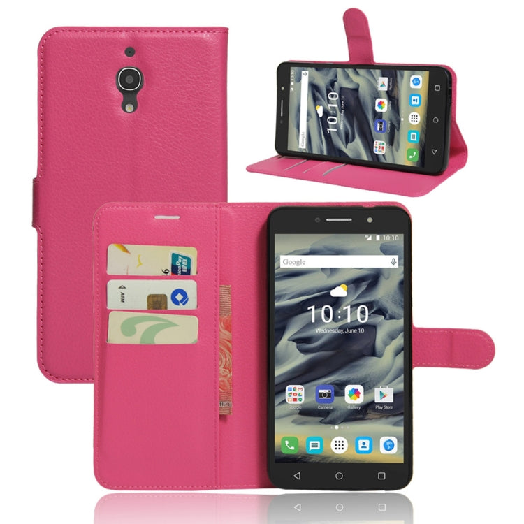 Litchi Texture Horizontal Flip Leather Case for Alcatel Pixi 4 6.0 (4G), with Wallet & Holder & Card Slots