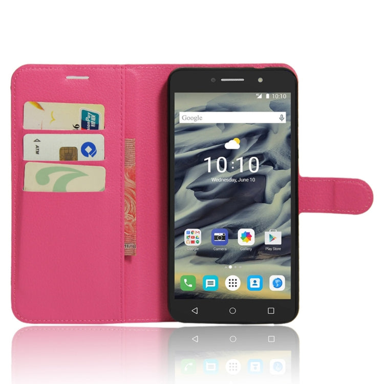 Litchi Texture Horizontal Flip Leather Case for Alcatel Pixi 4 6.0 (4G), with Wallet & Holder & Card Slots