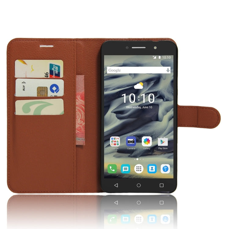 Litchi Texture Horizontal Flip Leather Case for Alcatel Pixi 4 6.0 (4G), with Wallet & Holder & Card Slots