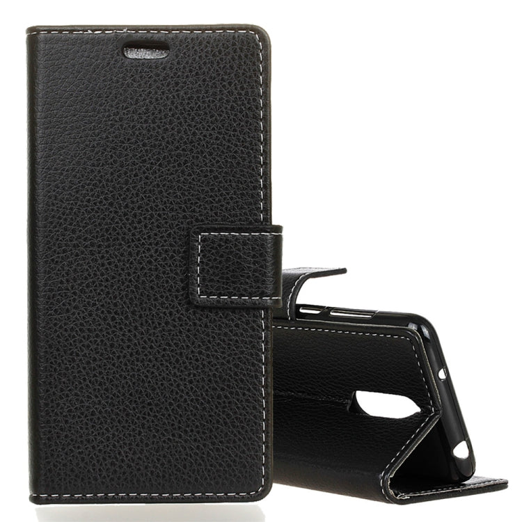 Litchi Texture Horizontal Flip Leather Case for Alcatel 5, with Holder & Card Slots & Photo Frame