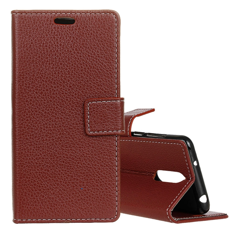 Litchi Texture Horizontal Flip Leather Case for Alcatel 5, with Holder & Card Slots & Photo Frame