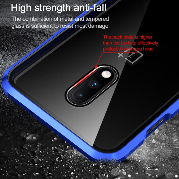 Ultra Slim Double Sides Magnetic Adsorption Angular Frame Tempered Glass Magnet Flip Case for OnePlus 7