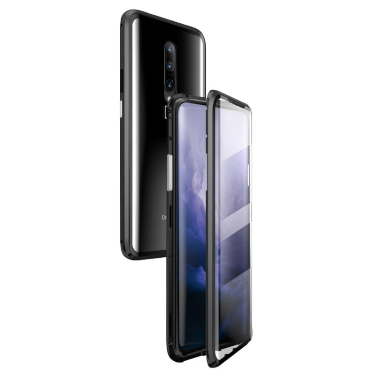Ultra Slim Double Sides Magnetic Adsorption Angular Frame Tempered Glass Magnet Flip Case for OnePlus 7 Pro