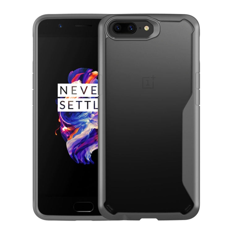 For OnePlus 5 Transparent PC + TPU Full Coverage Shockproof Protective Back Case(Grey)