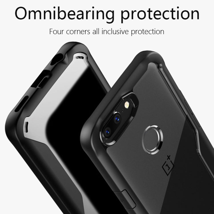 For OnePlus 5T Transparent PC + TPU Full Coverage Shockproof Protective Back Case (Black)