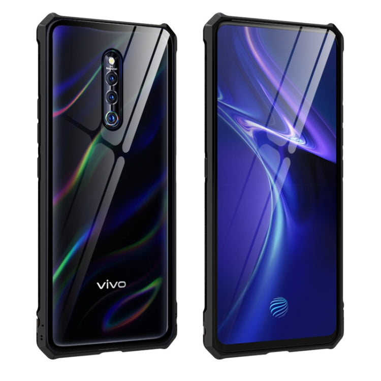 Buckle Series Metal Frame + Tempered Glass Protective Case for Vivo X27 Pro(Black)