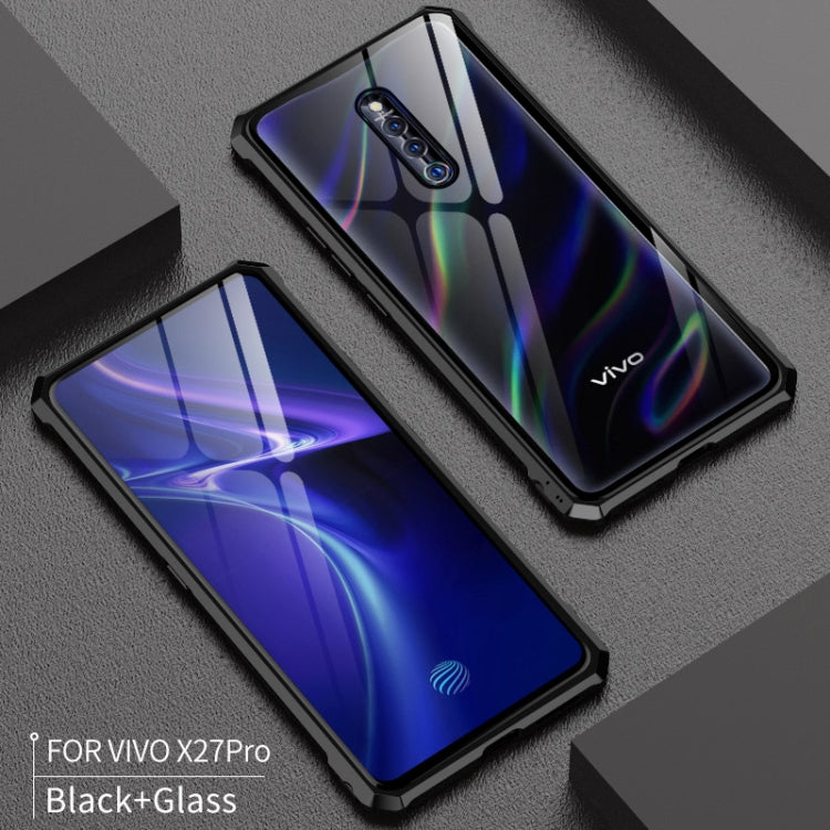 Buckle Series Metal Frame + Tempered Glass Protective Case for Vivo X27 Pro(Black)