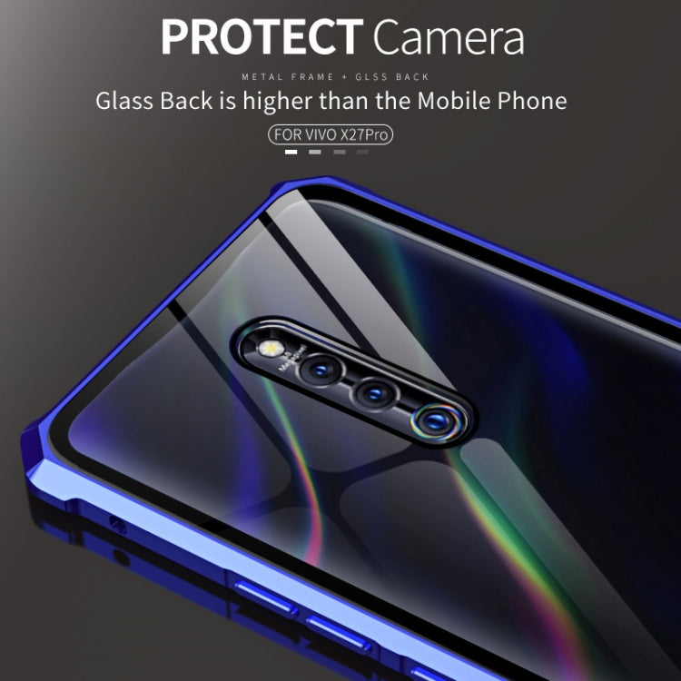 Buckle Series Metal Frame + Tempered Glass Protective Case for Vivo X27 Pro(Black)