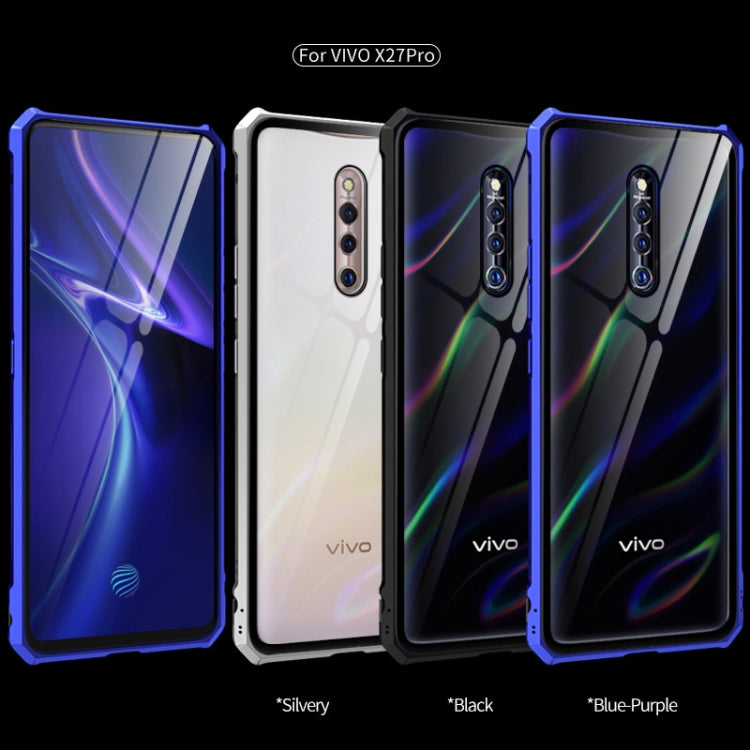 Buckle Series Metal Frame + Tempered Glass Protective Case for Vivo X27 Pro(Black)
