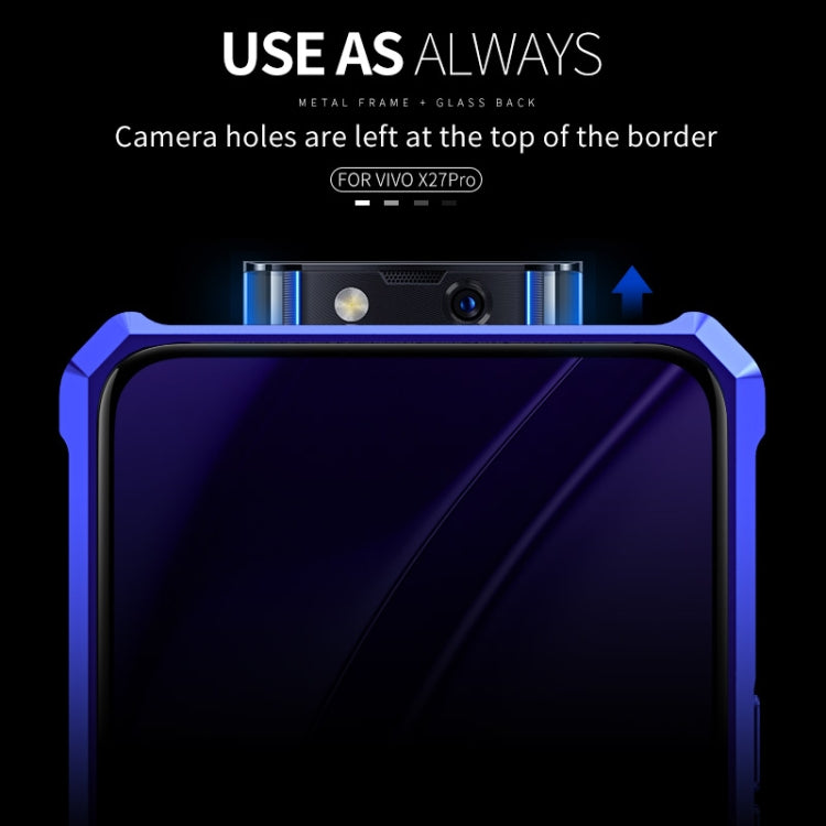 Buckle Series Metal Frame + Tempered Glass Protective Case for Vivo X27 Pro(Black)