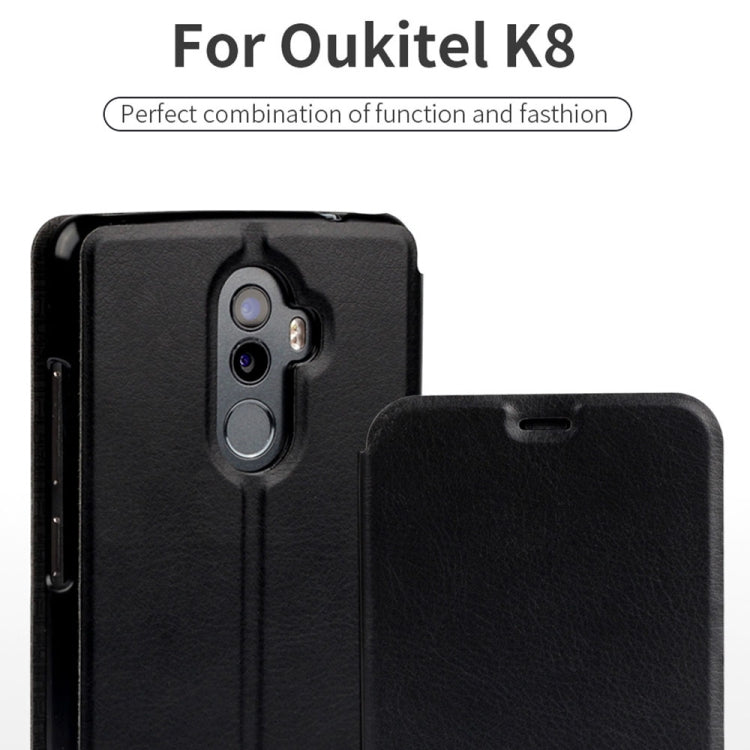 Litchi Texture Horizontal Flip Leather Case for Oukitel K8, with Holder (Blue)