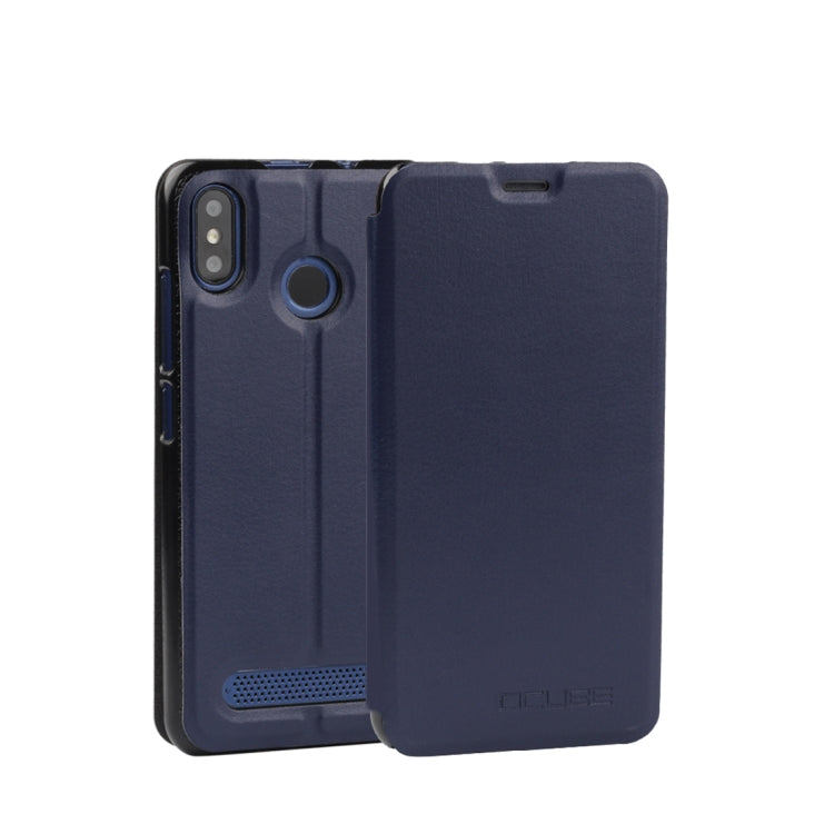 OCUBE Spring Texture Horizontal Flip Leather Case for Vernee T3 Pro, with Holder (Blue)