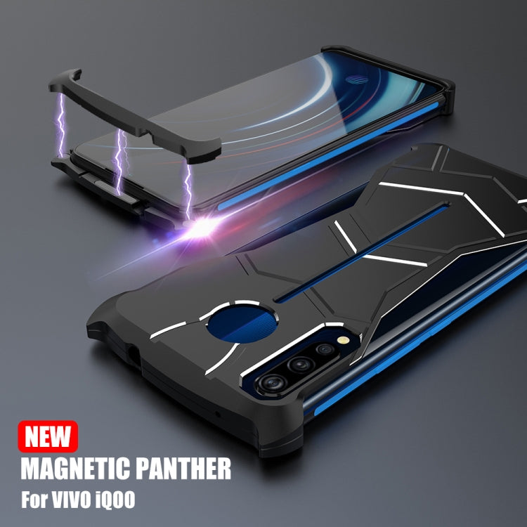 R-JUST Magnet Adsorption Metal Polished Texture Phone Case for VIVO iQOO (Black)
