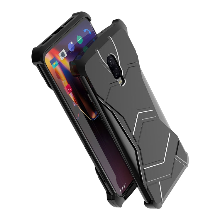 R-JUST Magnet Adsorption Metal Polished Texture Phone Case for Onepuls 6T (Black)