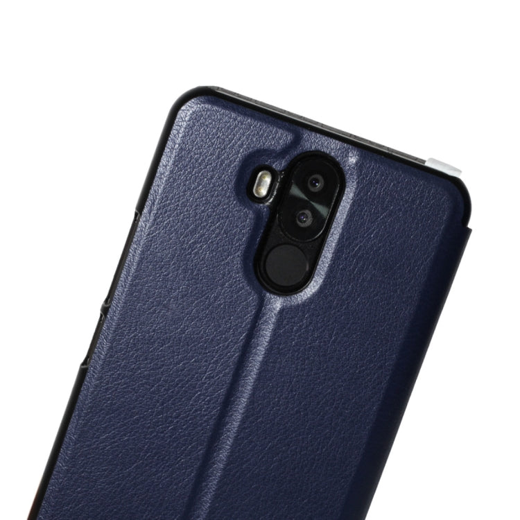 OCUBE Spring Texture Horizontal Flip Leather Case for OUKITEL K6, with Holder (Dark Blue)