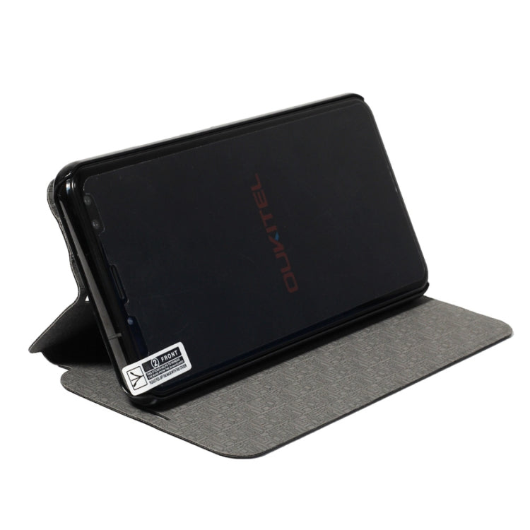 OCUBE Spring Texture Horizontal Flip Leather Case for OUKITEL K6, with Holder (Dark Blue)