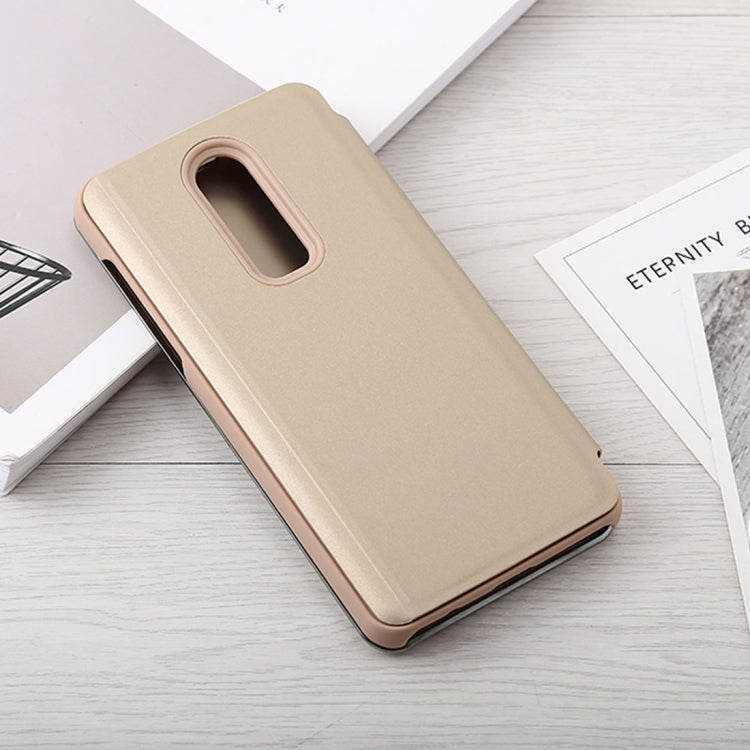 Mirror Clear View Horizontal Flip PU Leather Case for OnePlus 6, with Holder