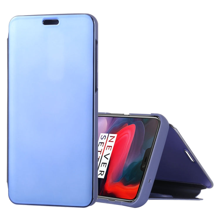 Mirror Clear View Horizontal Flip PU Leather Case for OnePlus 6, with Holder