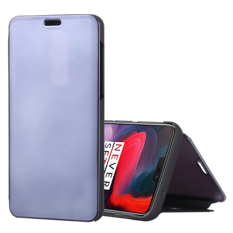 Mirror Clear View Horizontal Flip PU Leather Case for OnePlus 6, with Holder