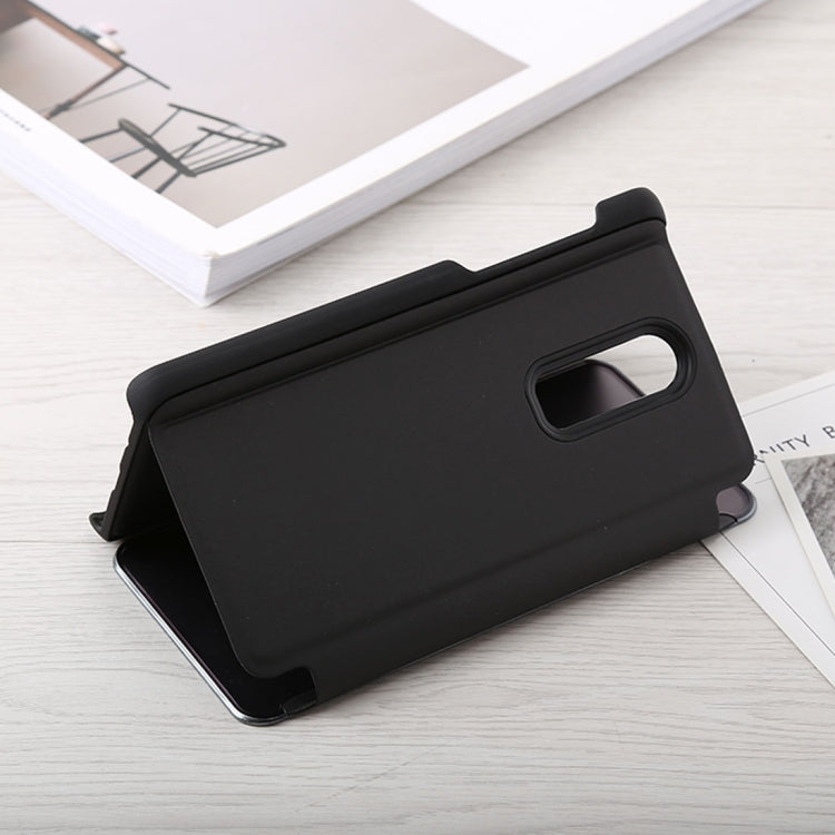 Mirror Clear View Horizontal Flip PU Leather Case for OnePlus 6, with Holder