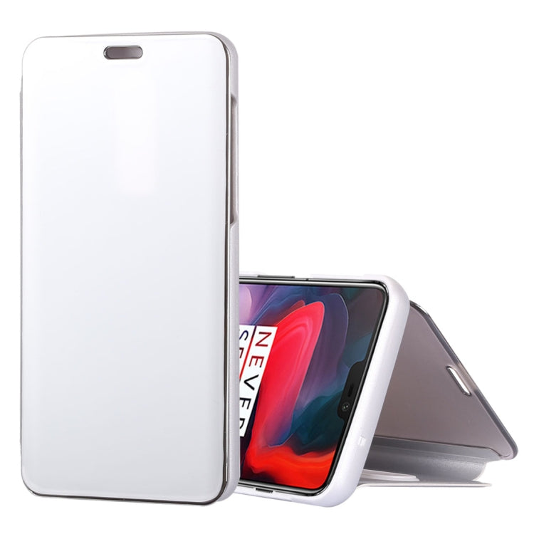 Mirror Clear View Horizontal Flip PU Leather Case for OnePlus 6, with Holder