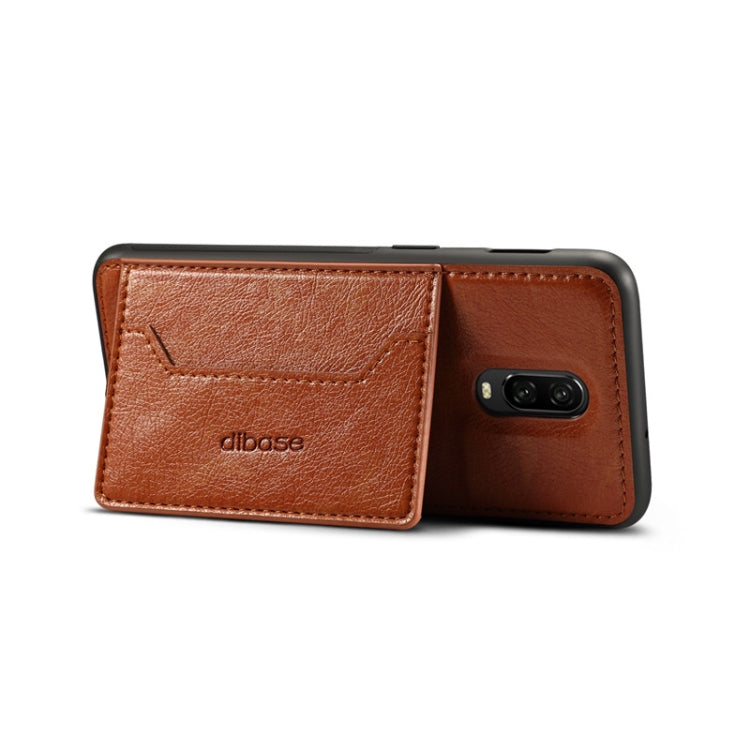 Dibase TPU + PC + PU Crazy Horse Texture Protective Case for OnePlus 7, with Holder & Card Slots