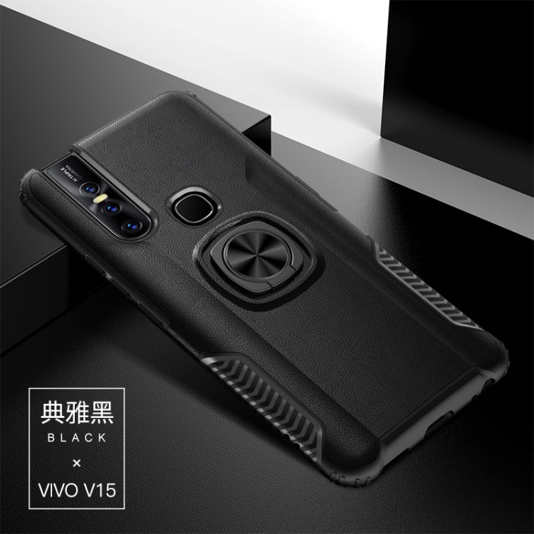 Shockproof Car Magnetic Case with 360 Degree Gold Armor Ring for VIVO V15