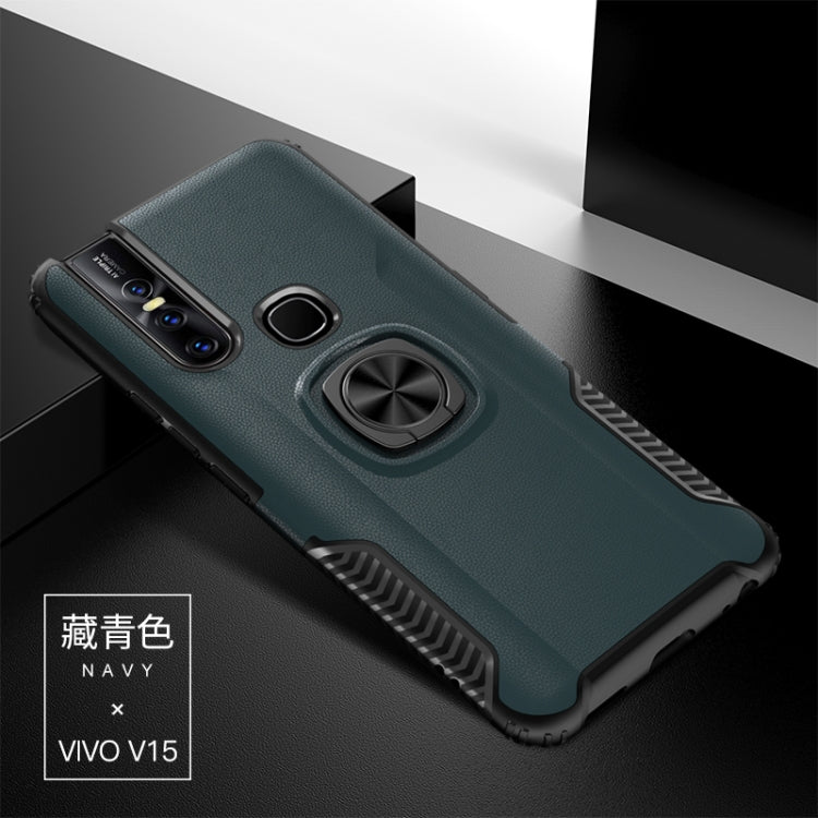 Shockproof Car Magnetic Case with 360 Degree Gold Armor Ring for VIVO V15