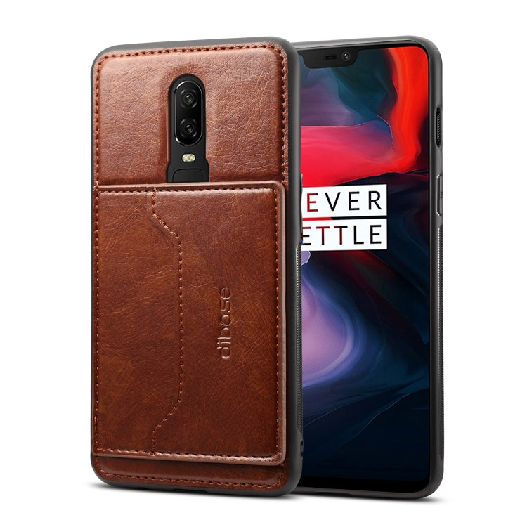 Dibase TPU + PC + PU Crazy Horse Texture Leather Case for OnePlus 6, with Holder & Card Slots