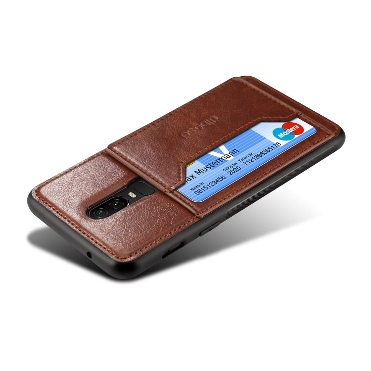 Dibase TPU + PC + PU Crazy Horse Texture Leather Case for OnePlus 6, with Holder & Card Slots