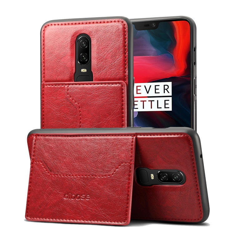 Dibase TPU + PC + PU Crazy Horse Texture Leather Case for OnePlus 6, with Holder & Card Slots