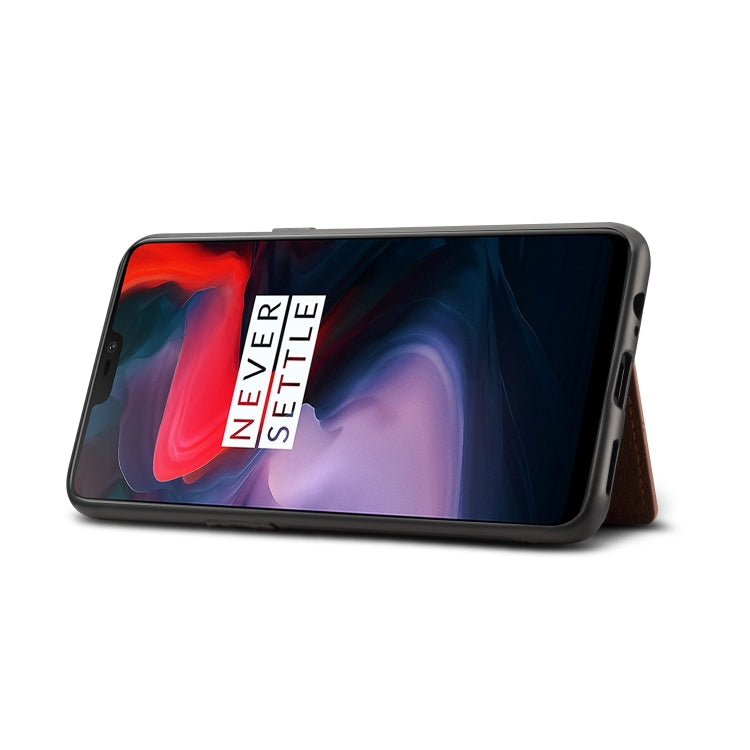 Dibase TPU + PC + PU Crazy Horse Texture Leather Case for OnePlus 6, with Holder & Card Slots