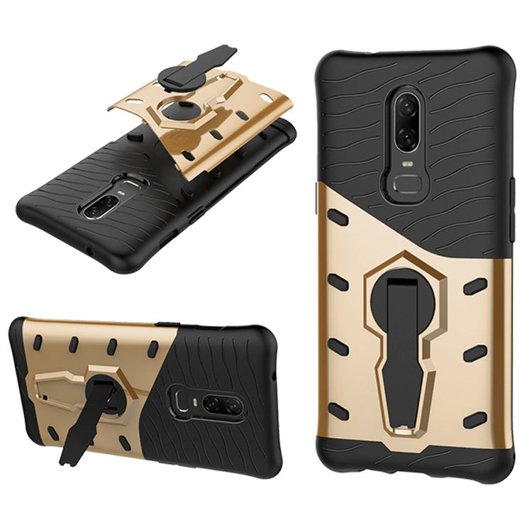 PC + TPU Dropproof Sniper Hybrid Case for OnePlus 6, with 360 Degree Rotation Holder