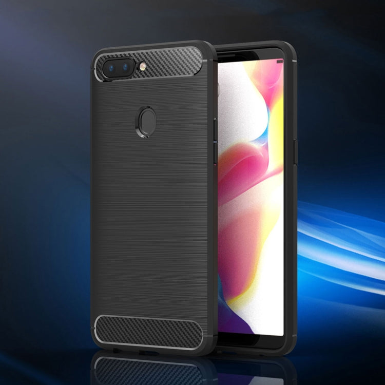 For OPPO R11s Plus Brushed Texture Carbon Fiber Shockproof TPU Rugged Armor Protective Case