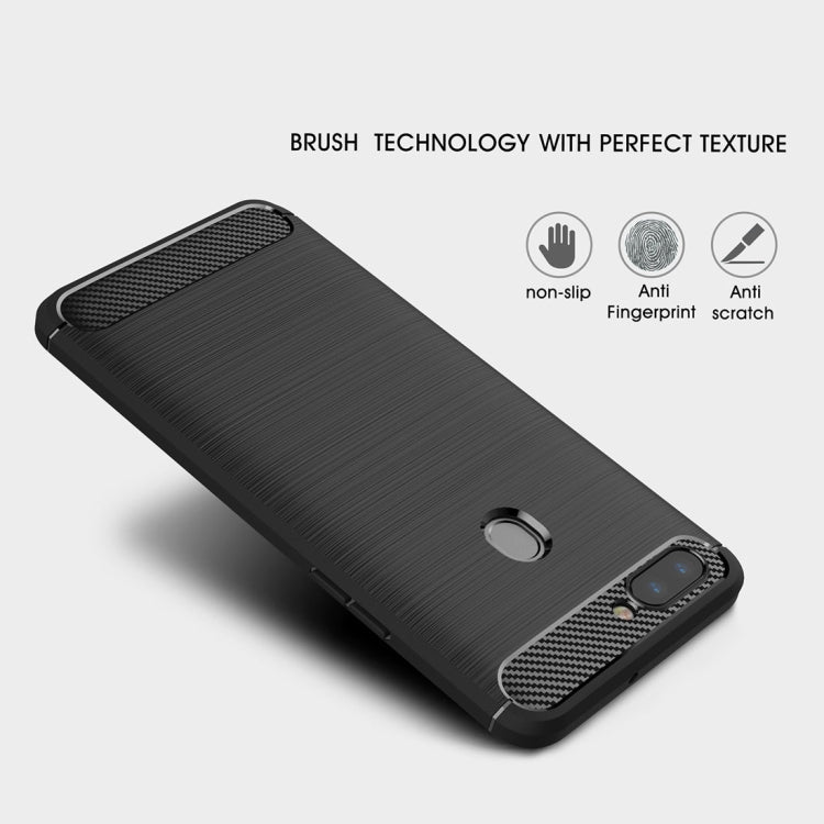 For OPPO R11s Plus Brushed Texture Carbon Fiber Shockproof TPU Rugged Armor Protective Case