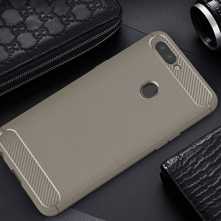 For OPPO R11s Plus Brushed Texture Carbon Fiber Shockproof TPU Rugged Armor Protective Case