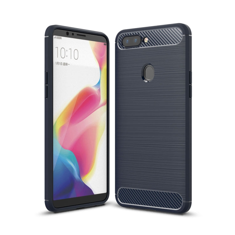For OPPO R11s Plus Brushed Texture Carbon Fiber Shockproof TPU Rugged Armor Protective Case