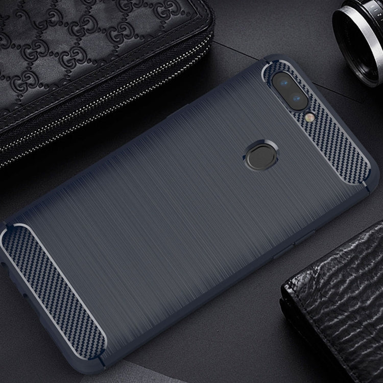 For OPPO R11s Plus Brushed Texture Carbon Fiber Shockproof TPU Rugged Armor Protective Case