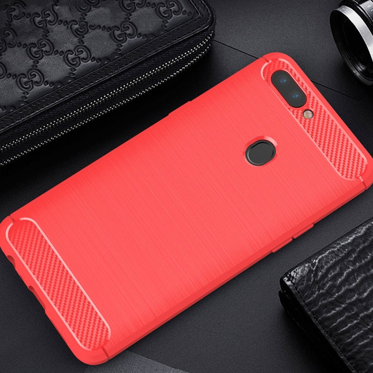 For OPPO R11s Plus Brushed Texture Carbon Fiber Shockproof TPU Rugged Armor Protective Case