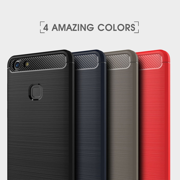 For Vivo V7 Brushed Texture Carbon Fiber Shockproof TPU Rugged Armor Protective Case