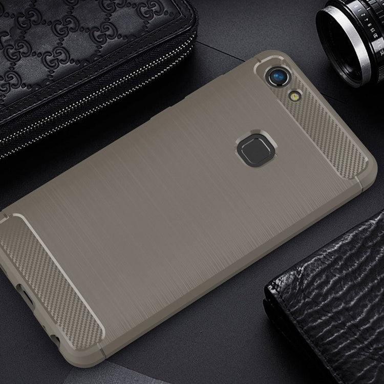 For Vivo V7 Brushed Texture Carbon Fiber Shockproof TPU Rugged Armor Protective Case