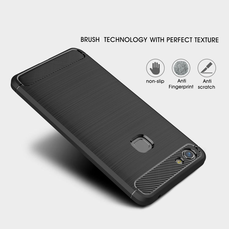 For Vivo V7 Brushed Texture Carbon Fiber Shockproof TPU Rugged Armor Protective Case