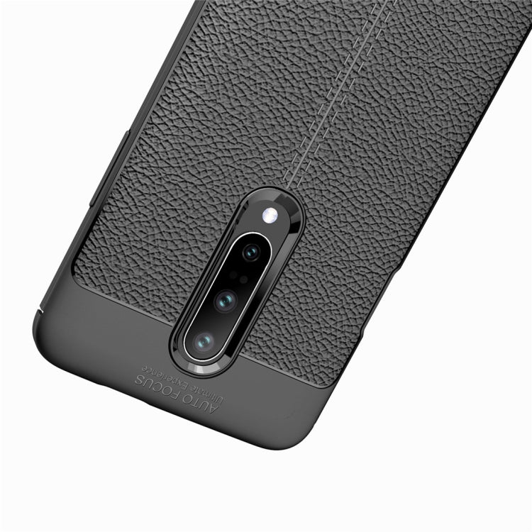 Litchi Texture TPU Shockproof Case for OnePlus 7 (Black)