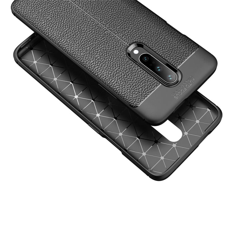 Litchi Texture TPU Shockproof Case for OnePlus 7 (Black)