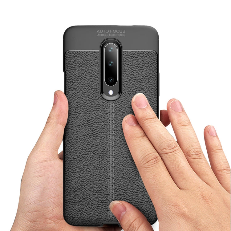 Litchi Texture TPU Shockproof Case for OnePlus 7 (Black)