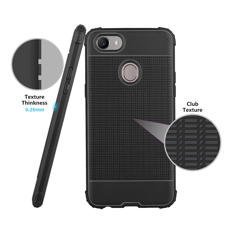 Cube Texture Shockproof TPU Case for OPPO F9 (Black)