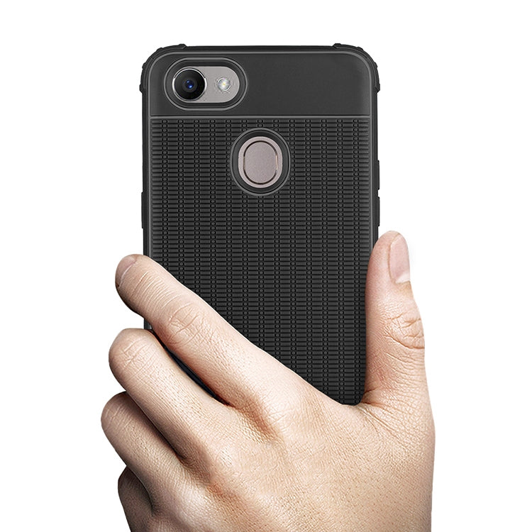 Cube Texture Shockproof TPU Case for OPPO F9 (Black)