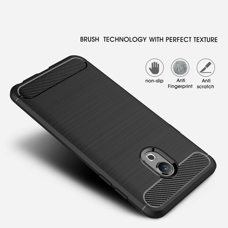 Brushed Texture Carbon Fiber Shockproof TPU Case for Meizu M15 / 15 Lite