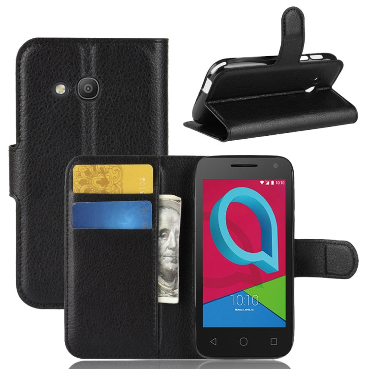Litchi Texture Horizontal Flip Leather Case for Alcatel U3 3G, with Wallet & Holder & Card Slots
