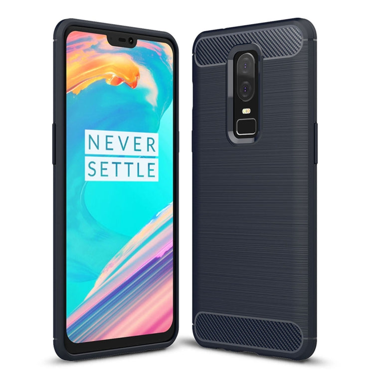 For OnePlus 6 Brushed Texture Carbon Fiber Shockproof TPU Protective Back Case